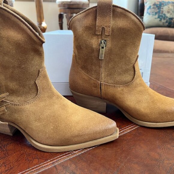 Sundance NEW Dove Canyon Short Fringe Leather Cognac Boots size 38 or US size 8 - Picture 4 of 10